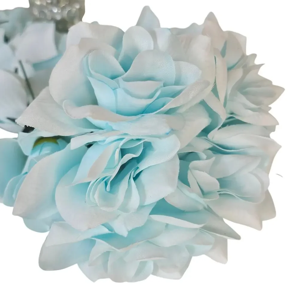 45 Baby Blue Powder Blue Artificial Silk Roses 3in Short Stem Wedding Flowers